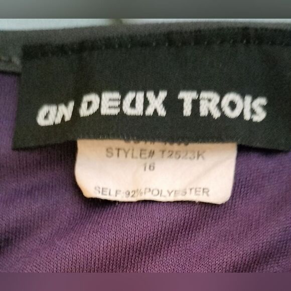 Un Deux Trois Bodycon Striped Dress w/Scoop Neck & Half Sleeves.Sz 16 - Picture 7 of 7